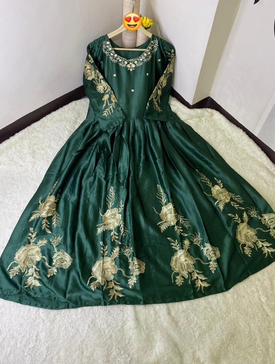 Elegant Embroiderd Green Maxi Dress-1 Pc Women's Stitched