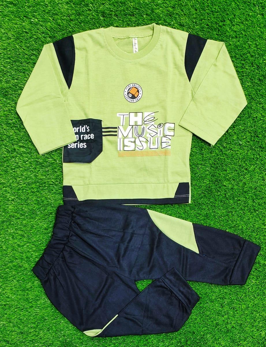 2 Pcs Boy's Lycra Printed Shirt And Shorts Set