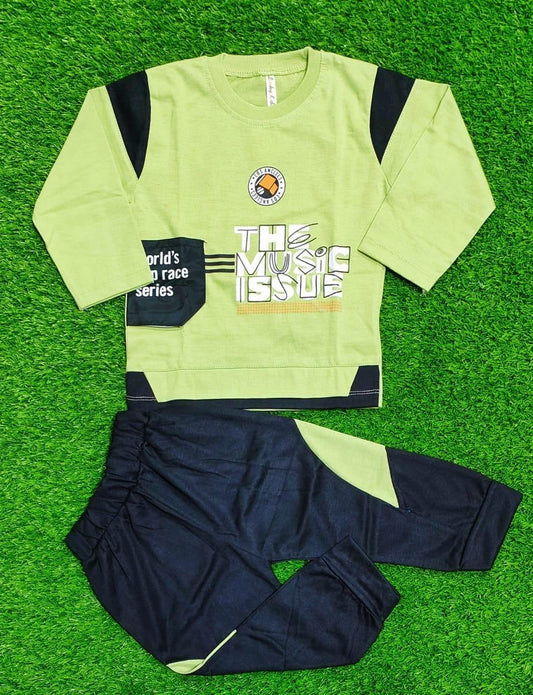 2 Pcs Boy's Lycra Printed Shirt And Shorts Set
