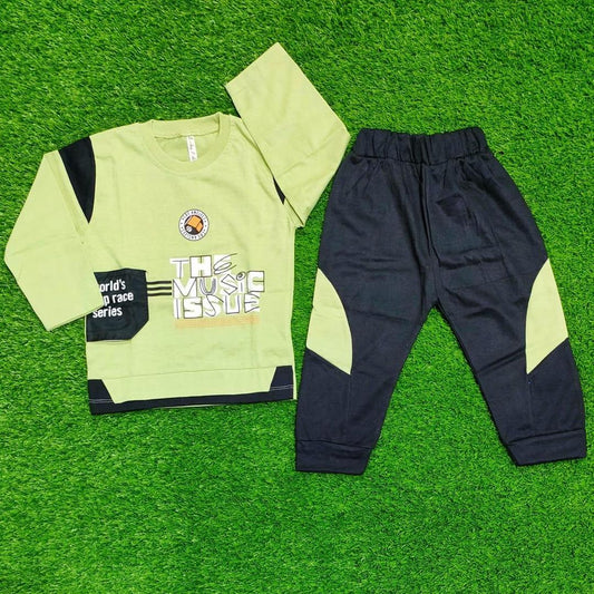 2 Pcs Boy's Lycra Printed Shirt And Shorts Set